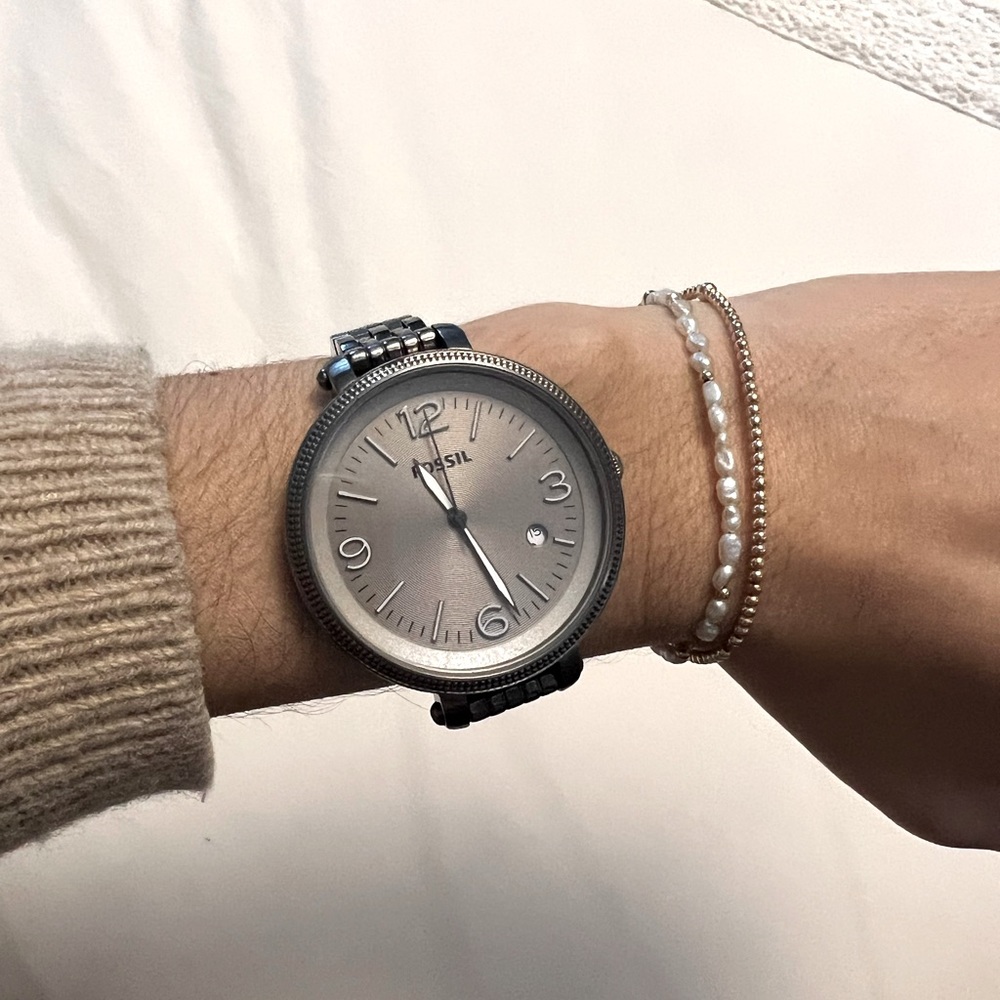 Fossil Watch - oversized face stainless steel/silver